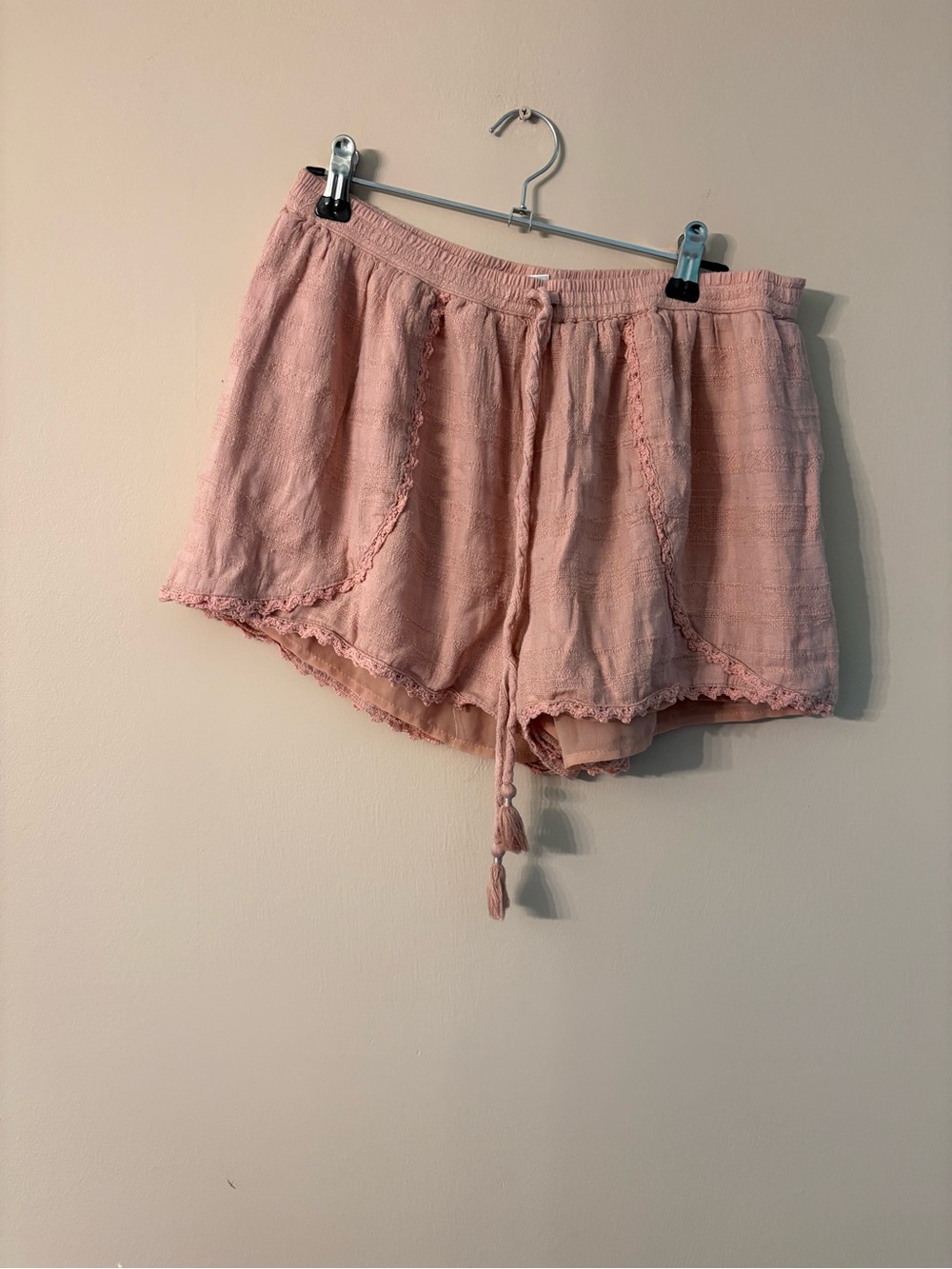 American Eagle Outfitters Soft Pink Tassel Drawstring Lounge Shorts